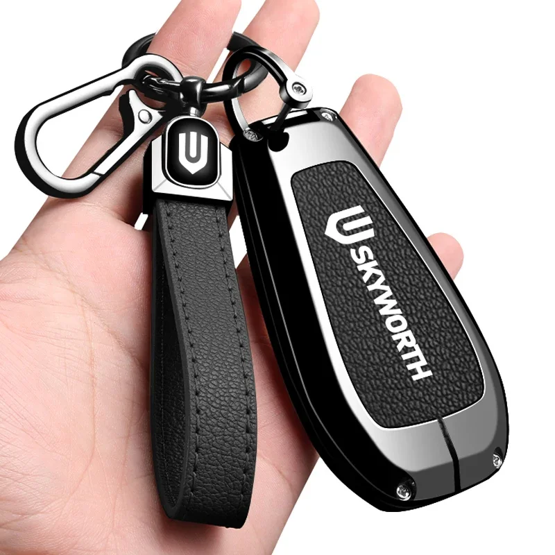 Auto-Schlüsselhülle aus Zinklegierung und Leder mit Kette für Skyworth EV6, Skywell ET5, HT-i, HTI, Imperium, SEV, Elaris, Beo, Phev Zubehör – Detail 2