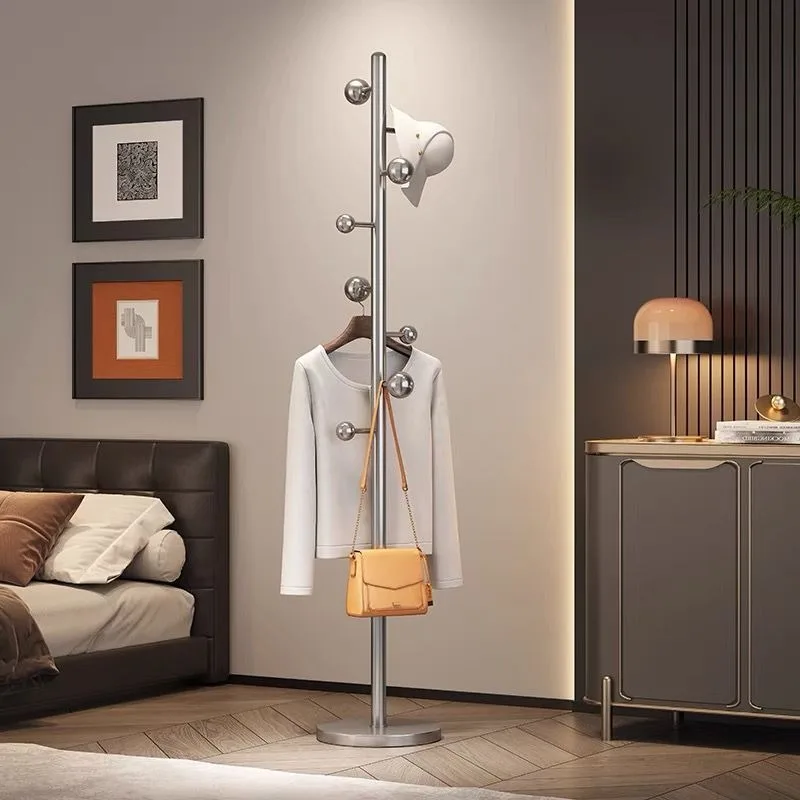 Coat Racks Living Room Furniture, 32mm Thick Tube Stainless Steel Coat Stand, Marble Base Floor‑Standing Organizer for Entryway