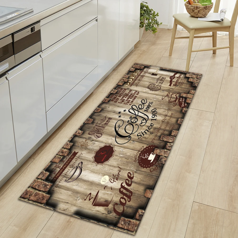 Coffee Kitchen Floor Mat Home Hallway Doormat Living Room Bedroom Balcony Decoration Carpet Bath Entrance Door Non-Slip Foot Rug