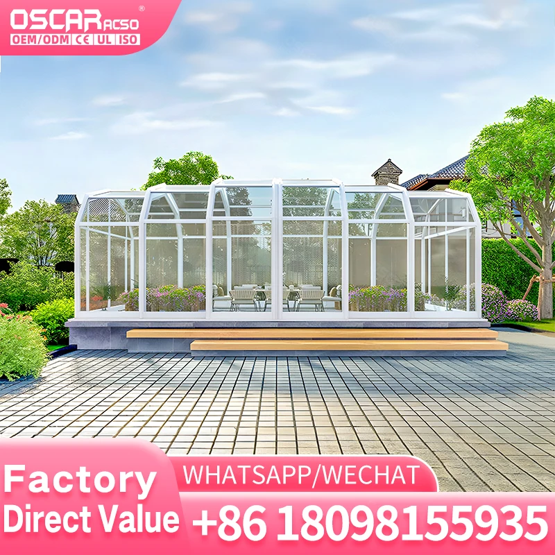 Customizable Aluminum Sunroom for UK Gardens with Polycarbonate Roof and Louvered Panels for Outdoor Relaxation