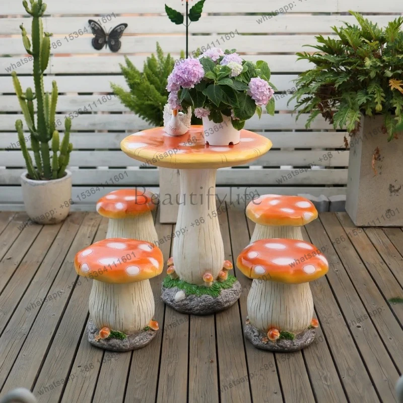 Garden Decoration Simulation Mushroom Table Stool Outdoor Garden Lawn Landscape Arrangement Ornament view 4