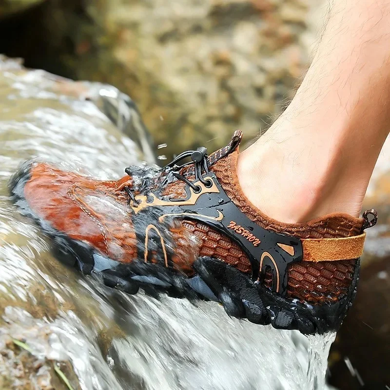 Sepatu Hiking musim panas untuk pria bernapas Non Slip Hiking sepatu Trekking pria Mesh Trekking mendaki sepatu taktis sepatu Air Aqua