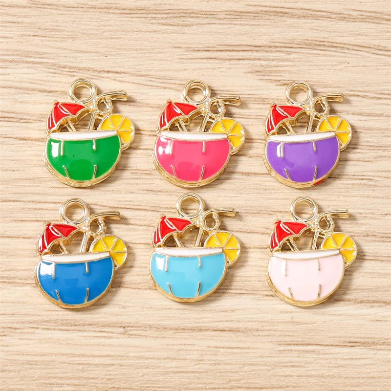 10 Stück Niedliche Emaille-Trinkbecher für Bier und Wein ﻿ Charms-Anhänger für die Herstellung von Tropfenohrringen, Halsketten, Armbändern, DIY-Bastelarbeiten, Schmuckzubehör – Detail 7