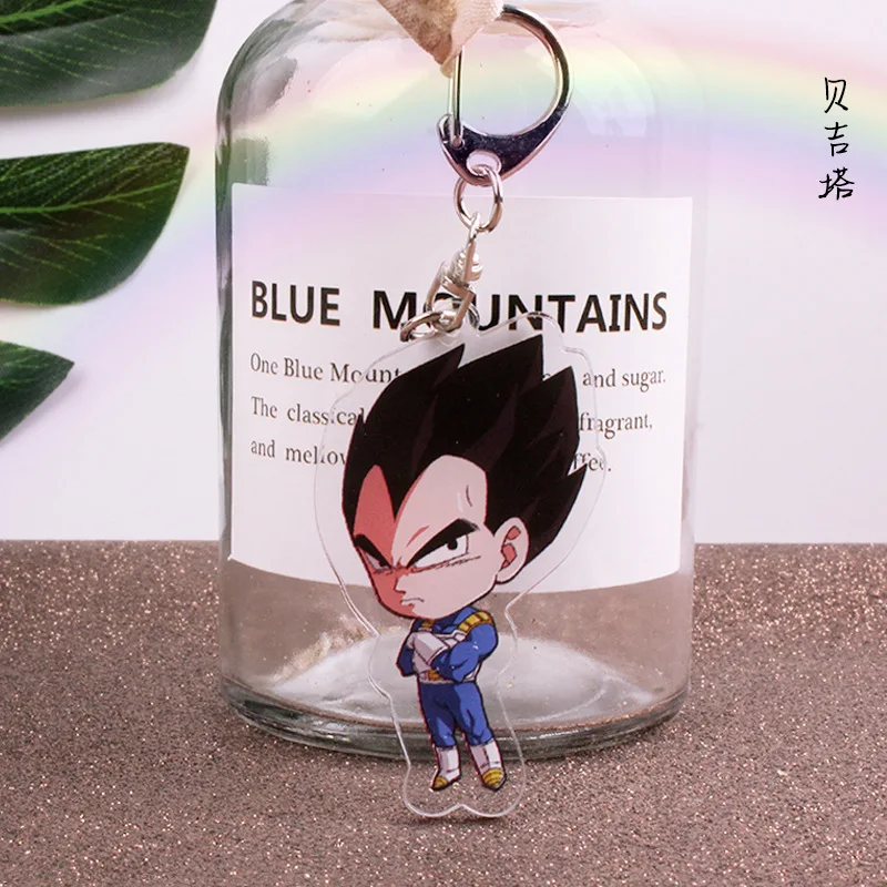 Anime Dragon Ball Acrylic Pendants Keychains Son Goku Vegeta Beerus Trunks Buu Piccolo Freeza Broly Cosplay Keyrings Figure Gift