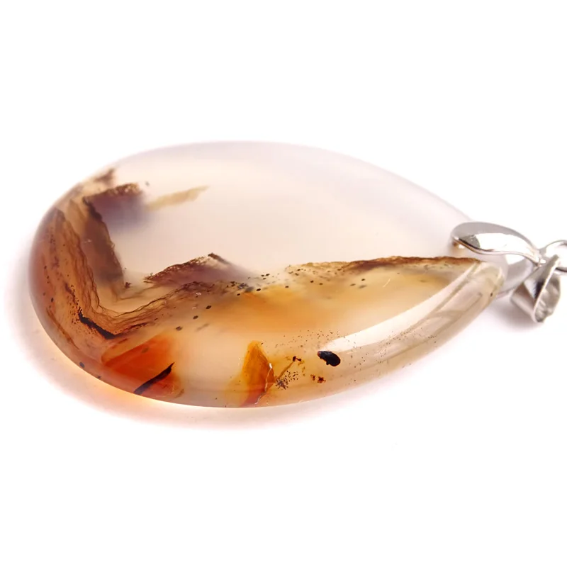 Fashion Jewelry Natural Dendritic Moss Agate Onyx Necklace Pendants Gemstone Slide Pendant Healing Reiki Men Woman\'s Gift BT170