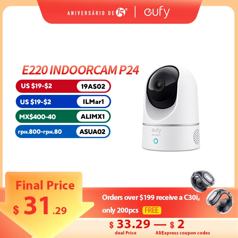 Eufy Security Solo 2K Indoor Cam P24 Beschermen Pan & Tilt Mini Wifi Camera Menselijk Ai Stem Assistent Compatibiliteit motion Track