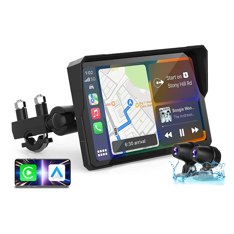 5/7 inch IPX7 waterdichte motorfiets draagbare navigatie GPS motobike draadloze Carplay Android Auto Moto schermmonitor - afbeelding 2