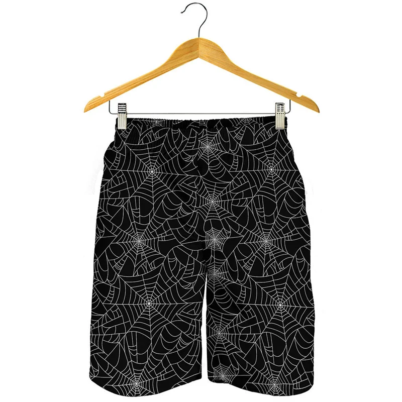 Fashion Spider Cobweb Graphic Beach Shorts Men 3D Printed Personality Board Shorts Summer Swimming Trunks Street Short Pants