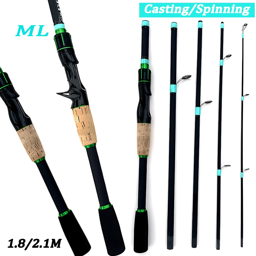 4/5Section Fishing Rod1.8/2.1m Carbon Lure Spinning Casting UltraLight Fish Pole Line WT.4-10lbs Outside Travel Fishing Tackle