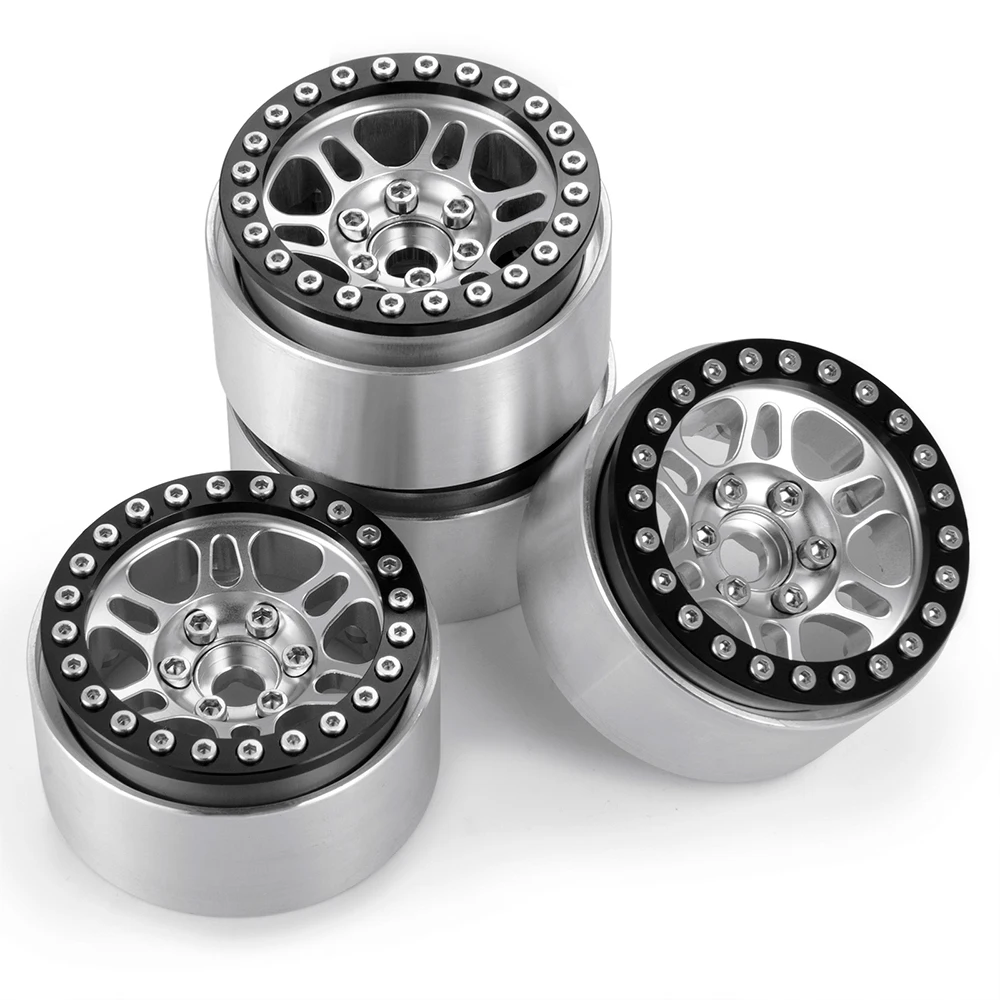 YEAHRUN 1/4Pcs 1.9 inch Aluminum Alloy Beadlock Wheel Rims for Axial SCX10 TRX-4 1/10 RC Crawler Car Truck Model Upgrade Parts