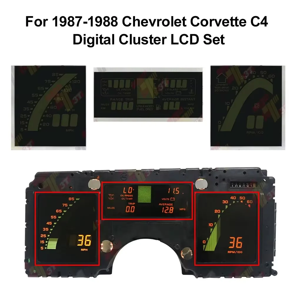 LCD Screen For Chevrolet Corvette C4 Digital Instrument Cluster Set 1987-1988