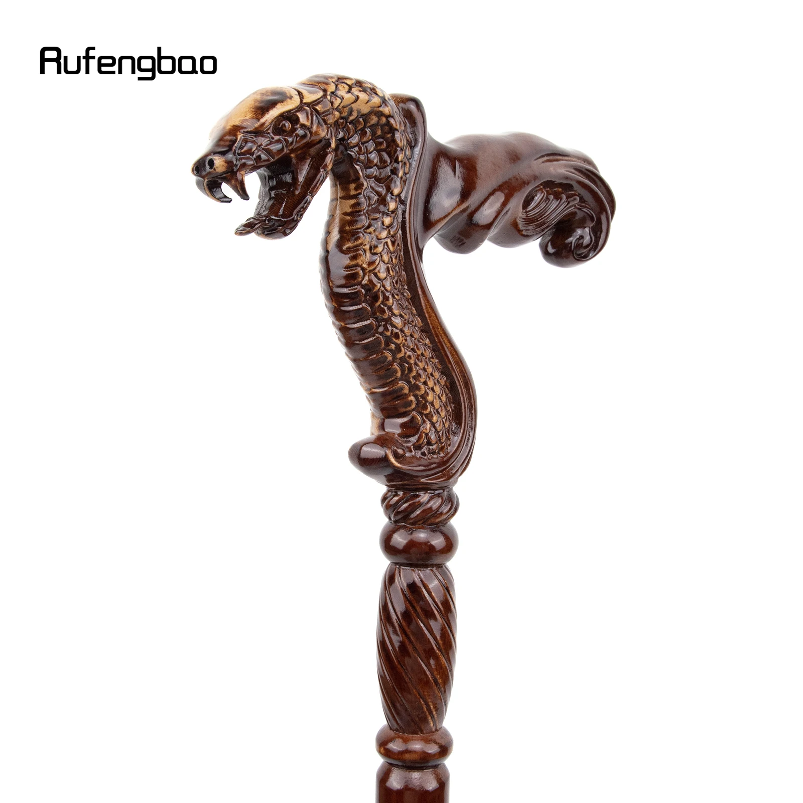 Cobra Snake Brown Wood Fashion Walking Stick decorativo Cospaly Party Wood Walking Cane Halloween Mace Wand Crosier 93cm