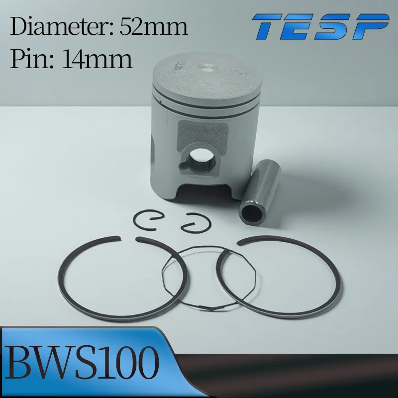 Kit de pistón de motocicleta para Yamaha BWS100 BWS 100 AXIS MIO100 100cc 2 tiempos 52mm + 0,25 + 0,5 + 0,75 + 54mm 55mm 56mm diámetro 14mm Pin