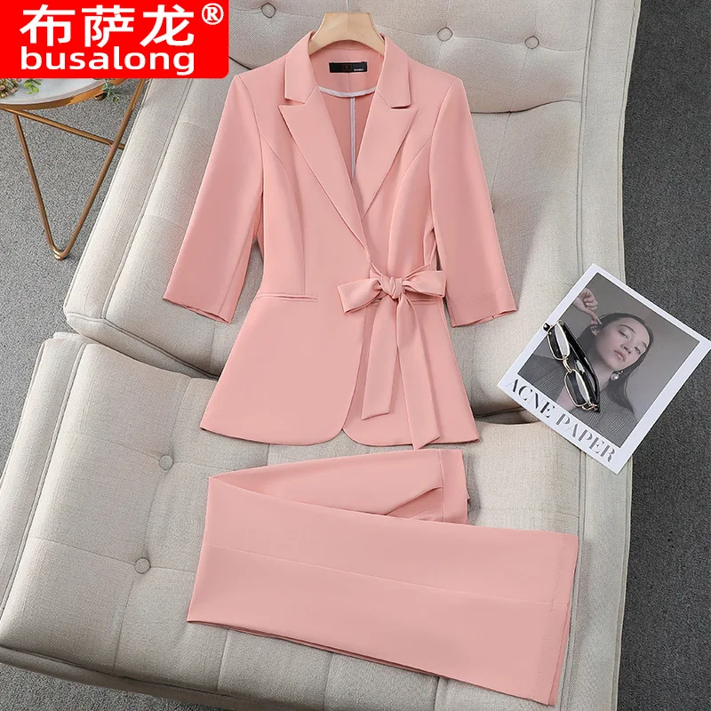 

High-End Fashion Suit Set for Women Spring Summer Casual Thin Office Workwear Korean Style Slim Fit Goddess Professional Outfit