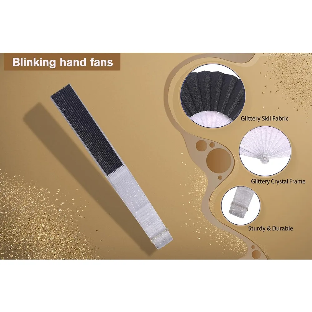 glitter folding hand fan for men women acrylic folding clack hand fan for music disco rave festival party supplies (glitter-slv