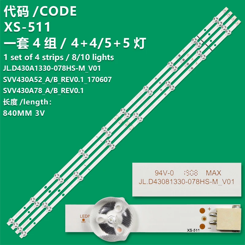 Tira clara para Hitachi, 43HK25T74U, 43V6863DB, 43T5863DB, SVV430A87AAAA, B-REV0