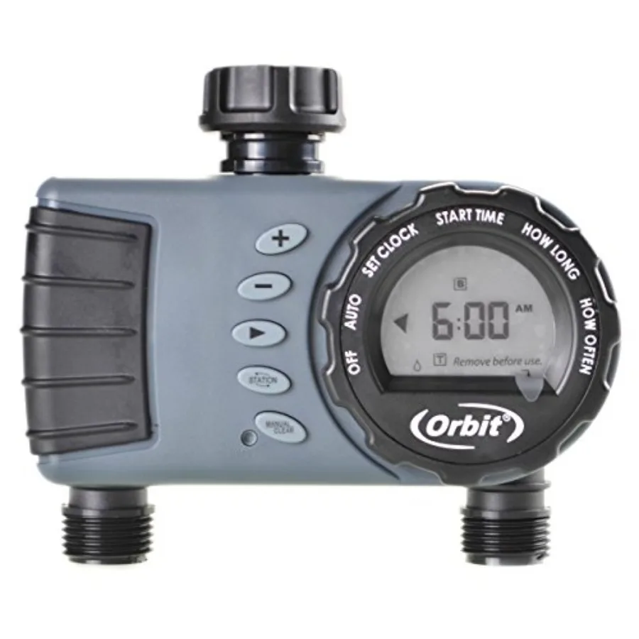 

Цифровой таймер для полива сада и газона на время отпуска, 2 клапана, черный, прочный пластик, с регулировкой
