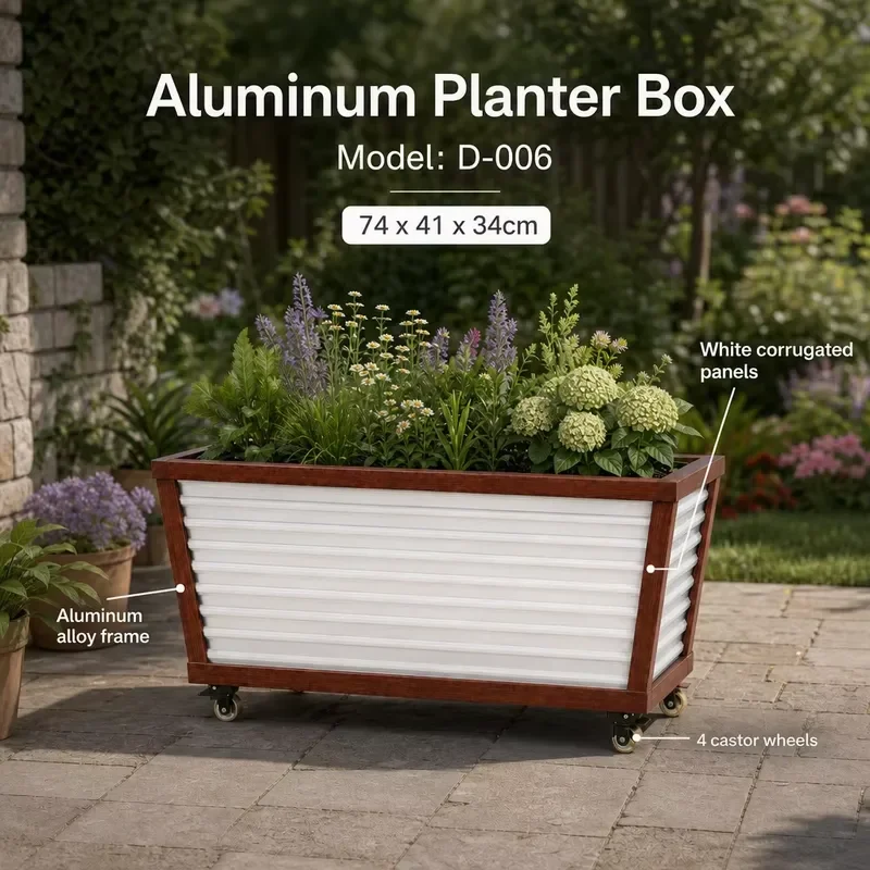 for Aluminum Flowerpot with Corrugated Board and 4 Casters  Outdoor Garden Decoration
