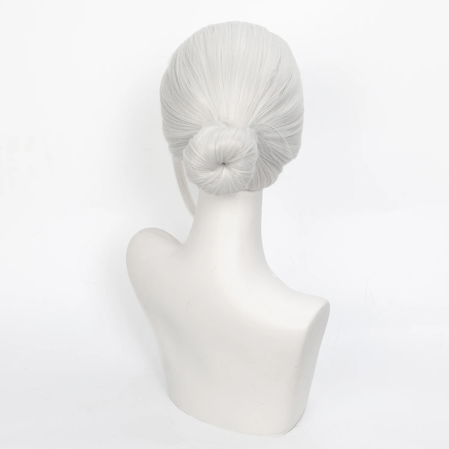 Cosplay Wig SAKAMOTO DAYS Anime Wig Sakamoto Slicked Back Silvery White Synthetic Wig with Bun Game Cosplay Wig