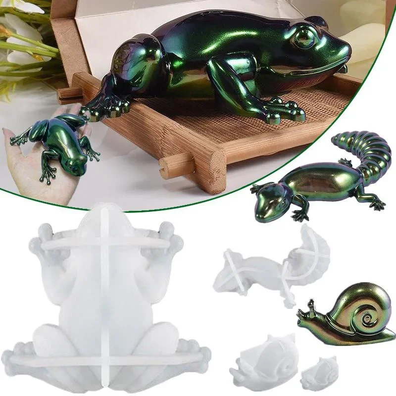 3D Lizard Silicone Molds DIY Handmade Home Art Decoration Ornament Epoxy Resin Mold Animal Frog Snail Making Plaster Mould