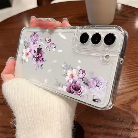 Flower Case For Samsung Galaxy S25 Ultra S24 S23 S22 Plus S21 FE A34 A54 A15 A35 A55 A16 A26 A36 A56 5G Capa Peony Peach Blossom