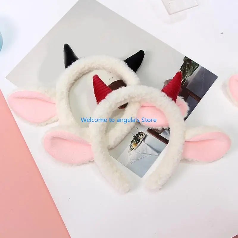X4YC Cartoon Pluche Hairhoop Mooie Harige Haarband Schapen Oor Hoofdband Kids Party Props