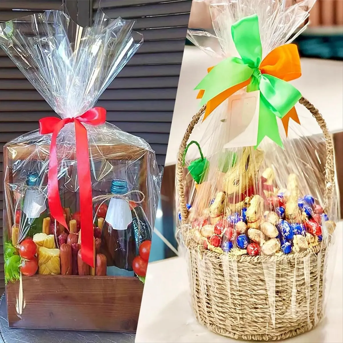 A97G 100Ft Clear Cellophane Wrap Roll 34In X 100Ft Extra Wide Clear Wrapping Paper,Transparent Thicker Clear Cellophane Paper