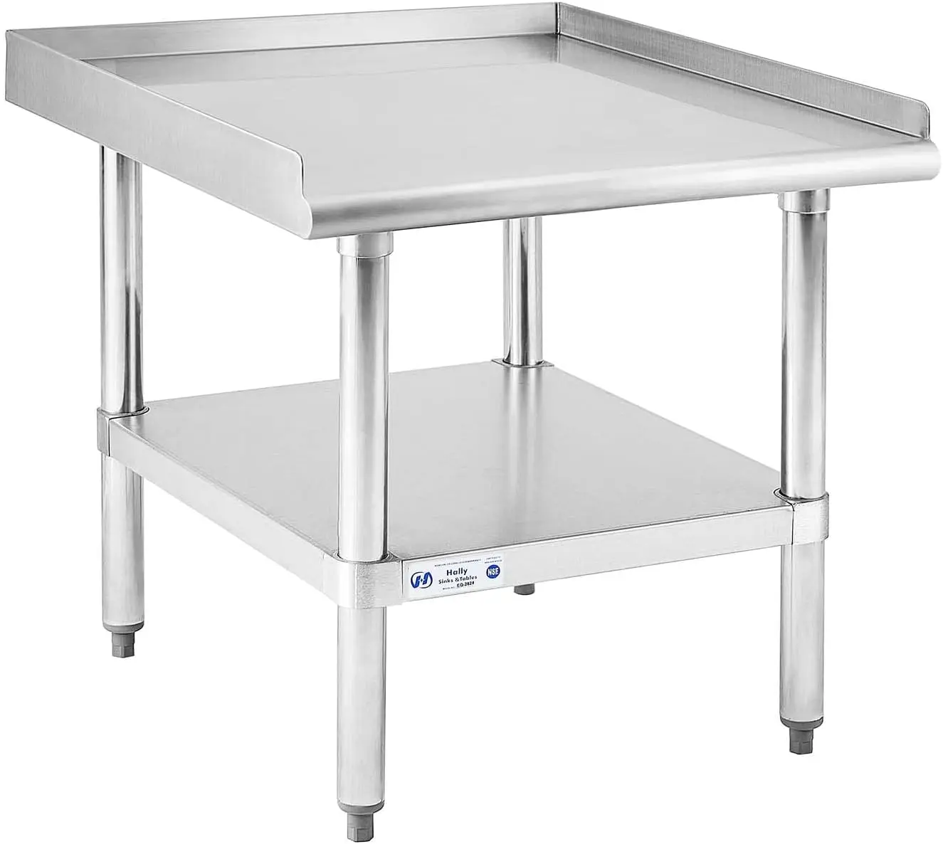 Stainless Steel Equipment Stand 28x24 Inches with Undershelf, NSF Commercial Prep & Work Table with Rear and Side Risers, Heavy