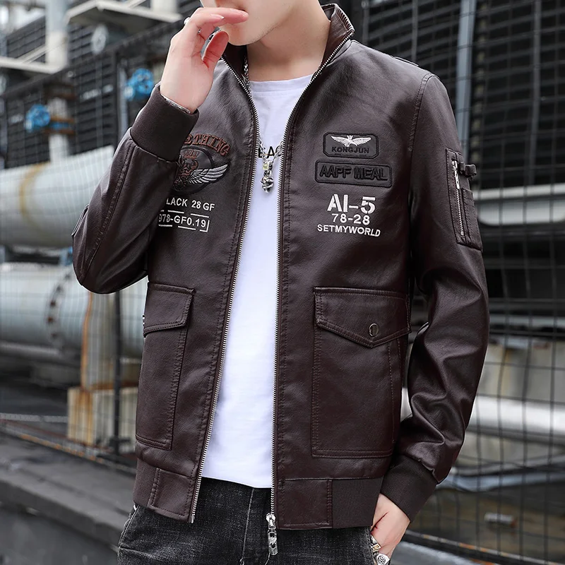 

Мужская повседневная и модная мотоциклетная куртка, новая кожаная одежда, облегающая мотоциклетная одежда, кожаная куртка больших размеров 8XL