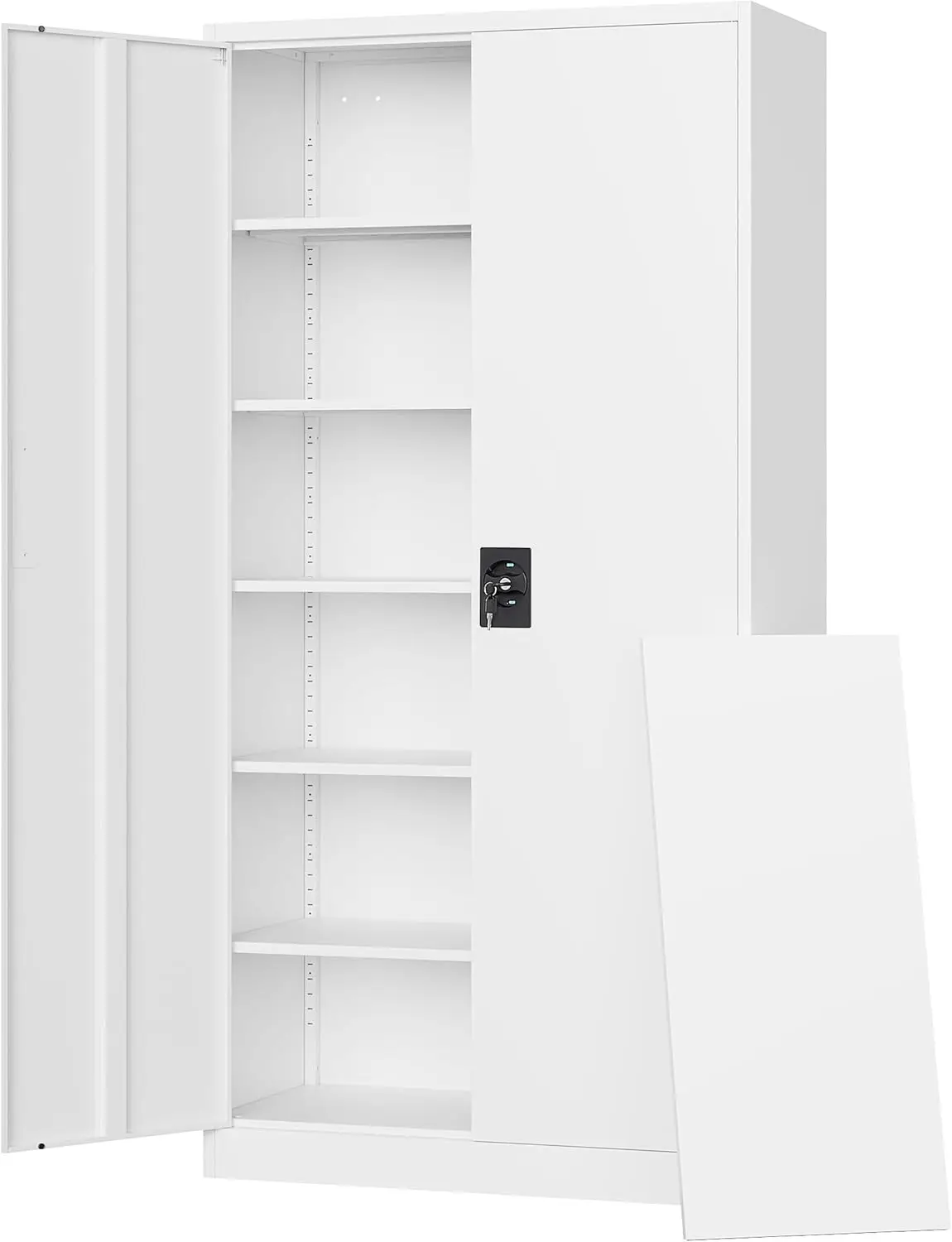 Door and Adjustable Shelves, Steel Tool Cabinets for Home,Office,Warehouse Organisieren (White, 72