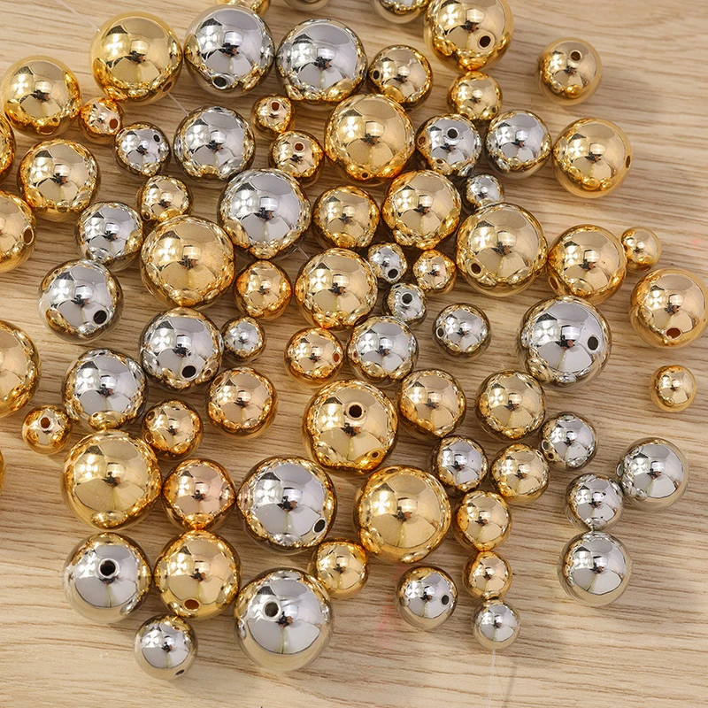 10-50 sztuk 8-16mm duży CCB złoty kolor srebrny luzem Spacer Charms koraliki do tworzenia biżuterii DIY bransoletki naszyjniki rzemiosło dostaw