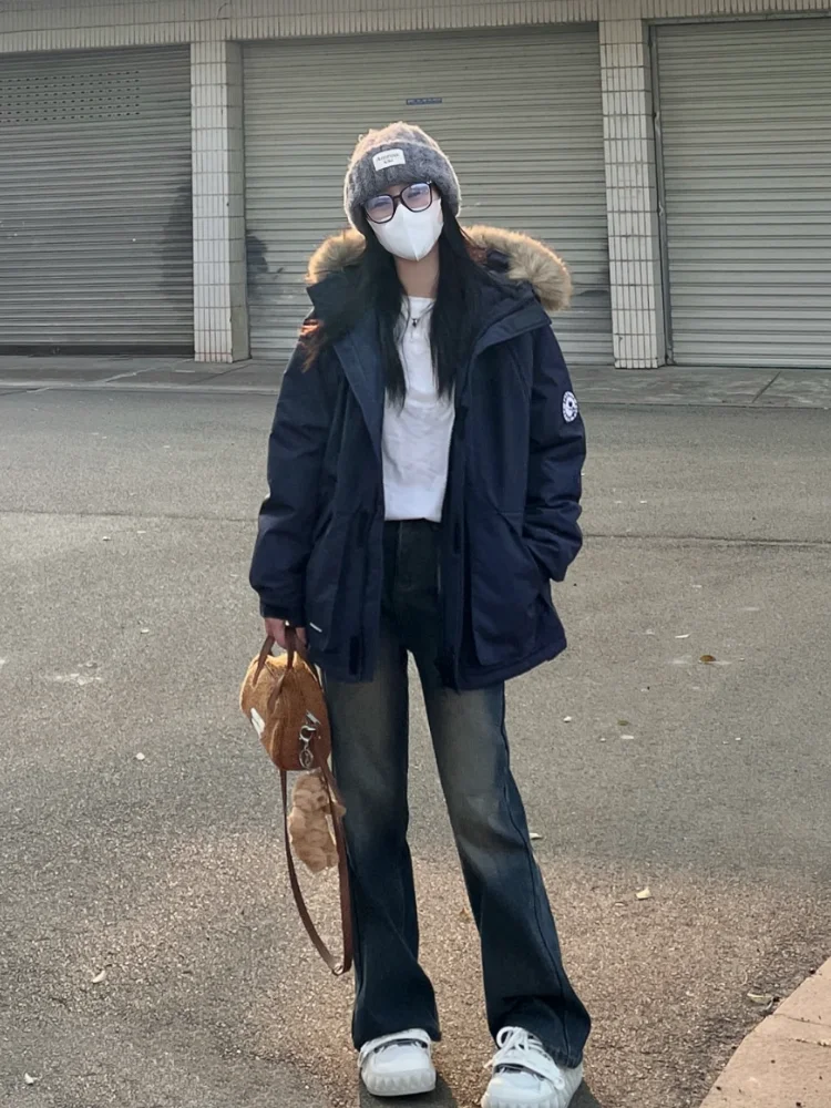 

Parkas Kawaii Womens Winter Gym Light Trekking Detachable Curved European Style Loose-Fit Cozy Wrinkle-Resistant Feminina Trendy