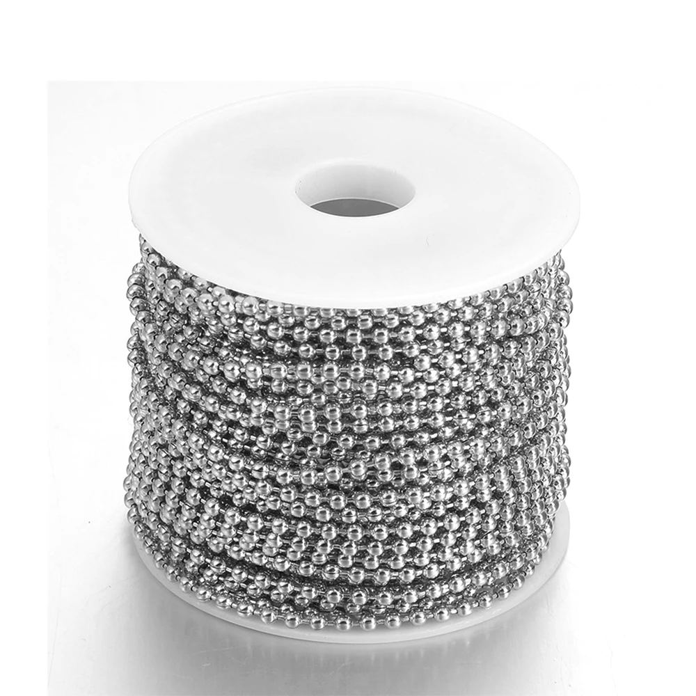 Cadenas de cuentas redondas de acero inoxidable, 1 metro, 1,2/1,5/2/2,4/3MM, cadena para collar, suministros de joyería DIY, accesorios a granel