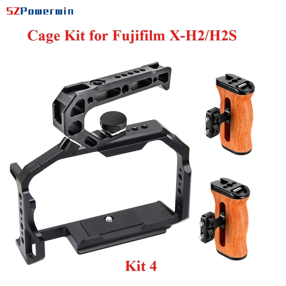 

Powerwin Camera Cage For Fujifilm X-H2/H2S XH2 XH2S Wood Handgrid Handle Kit Aluminum Alloy Multifunctional Arri Locating Screw