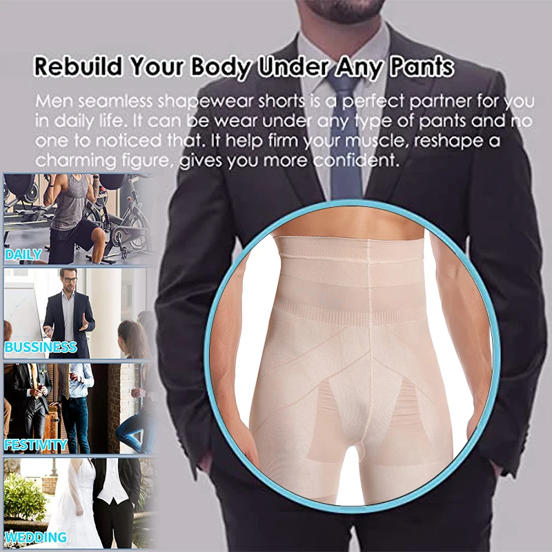 Männer Body Shaper Bauch Control Shorts Shapewear Bauch Gürtel Boxer Briefs Hohe Taille Abnehmen Unterwäsche Bein Kompression Höschen