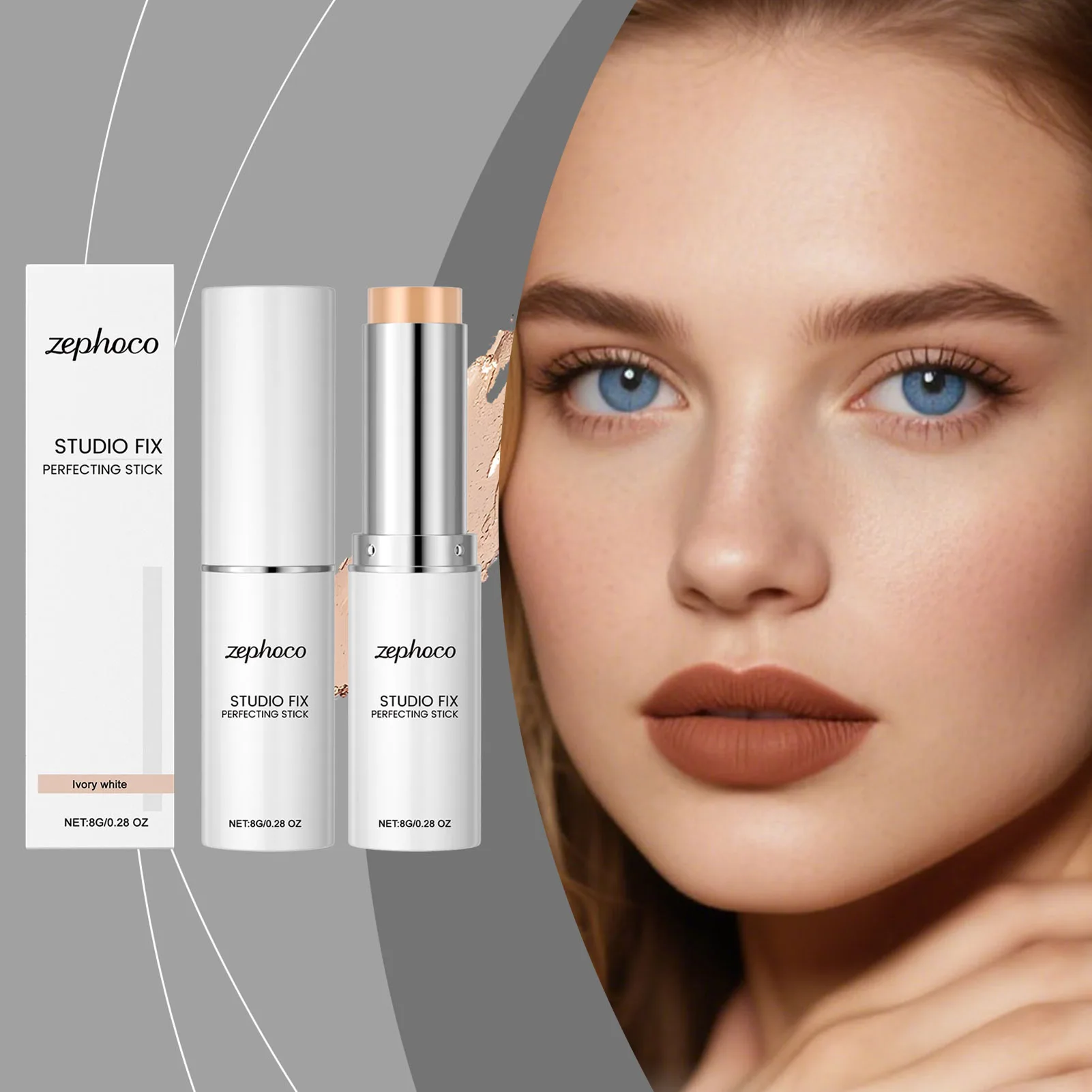 

Ivory White Matte-Foundation Stick,Moisturizing Foundation-Stick For Dry Skin,Creamy Blendable-Foundation Stick,Makeup Tools