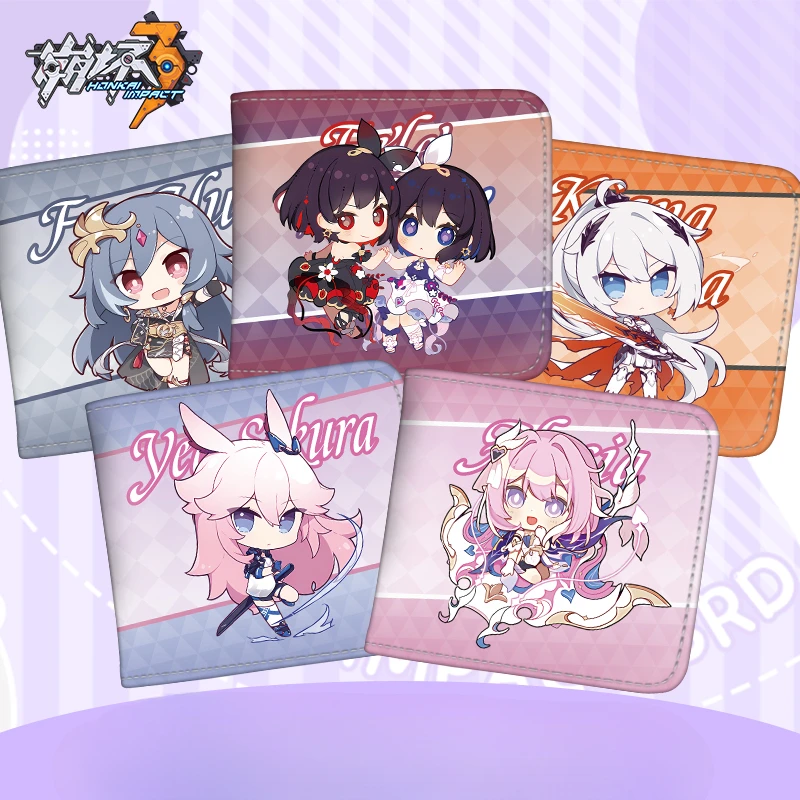 

Anime Honkai Impact 3 Seele Vollerei Kiana Yae Sakura Elysia Herrscher of Sentience Cosplay Short Canvas Coin Purse Card Bag