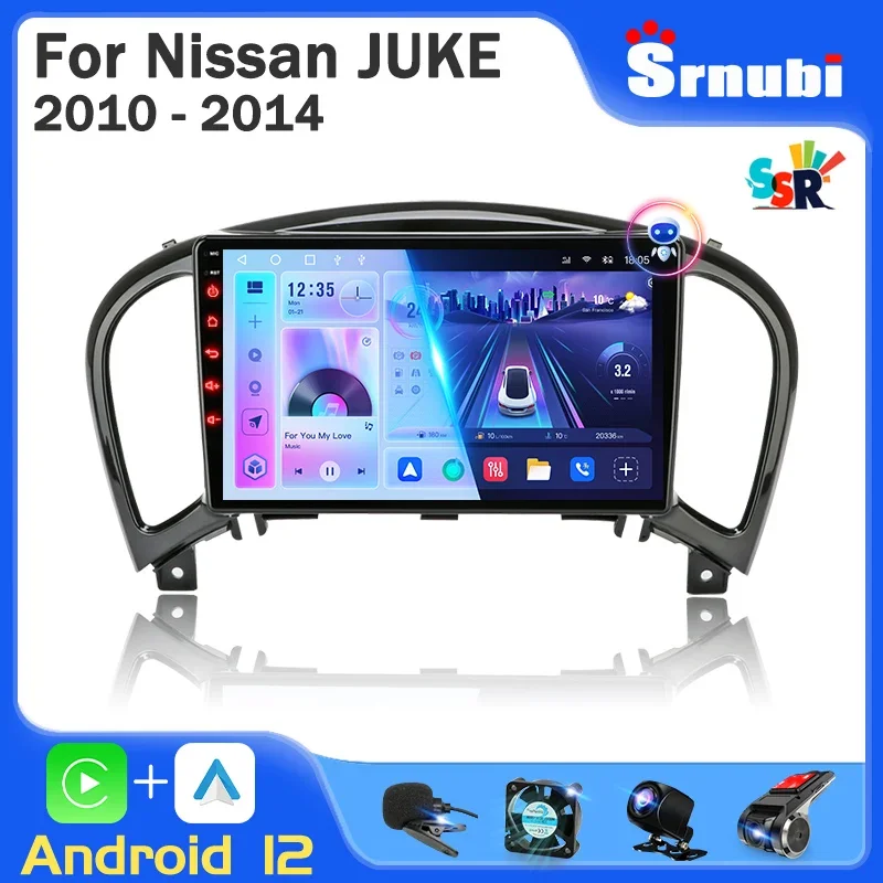 

Srnubi 2 Din Android 12.0 Car Radio for Nissan Juke YF15 2010-2014 Multimedia 4G WIFI Carplay QLED GPS DVD Head Unit 9 Inch QLED