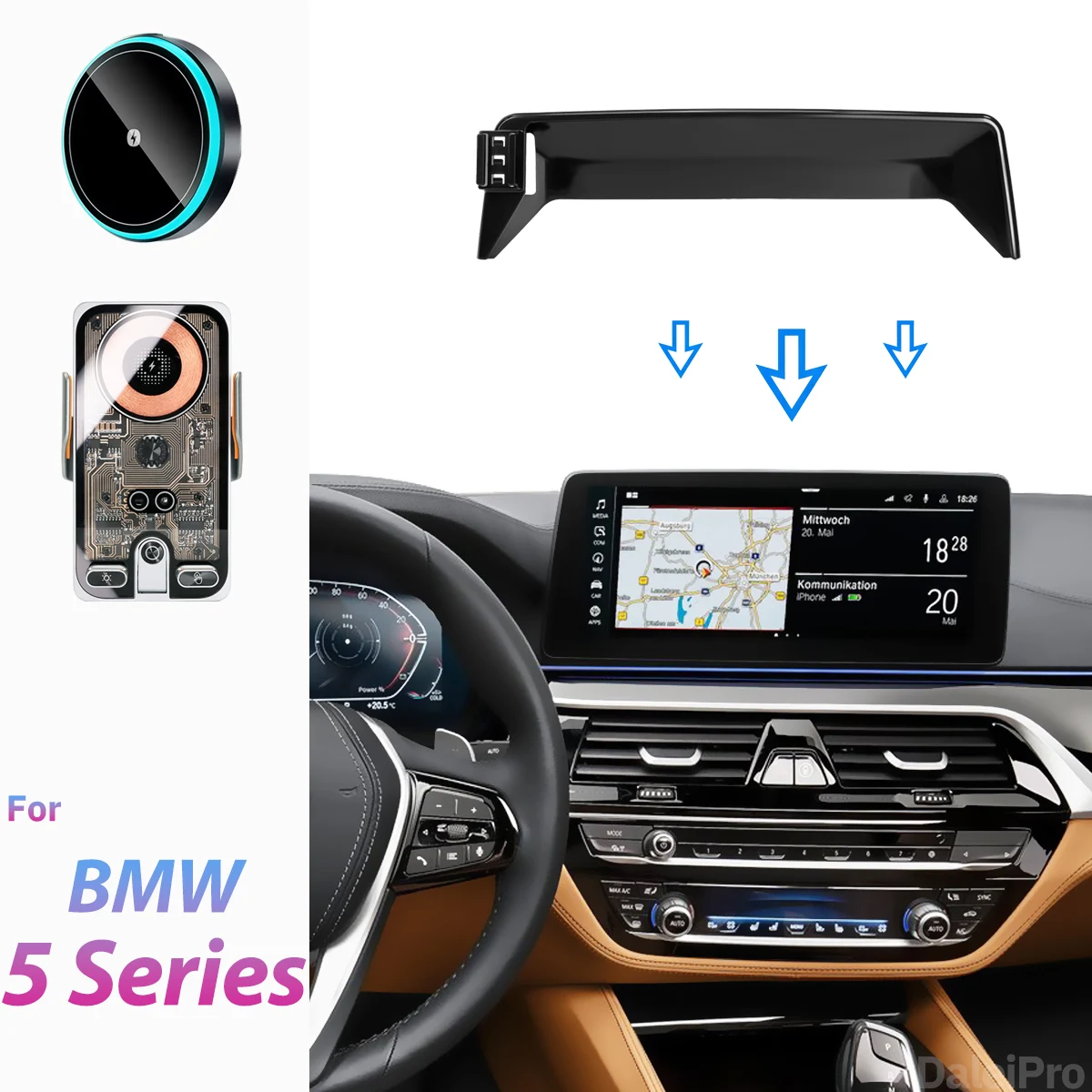 Für BMW 5er G30 2021 2022 2023 6er GT G32 Handyhalterung, Bildschirm-Fixierbasis, OEM-Clip-On-Design 2-in-1 Halterung & Basis-Kit – Detail 1