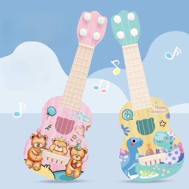 Professional Ukulele Cartoon Guitar Toys 4 Adjustable Strings Preschool for Childrens Learning Early Toys Musical Instruments