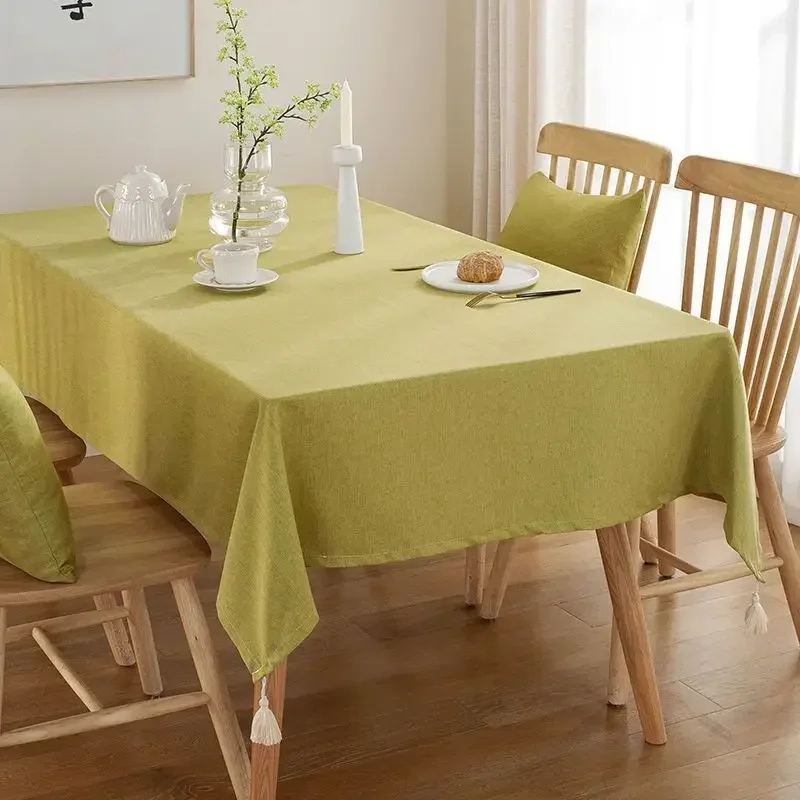 

ins Cotton Linen Solid Tablecloth With Tassel Rectangle Table Cloth Dining Tea Table Decoration Cover Tafelkleed mantel de mesa