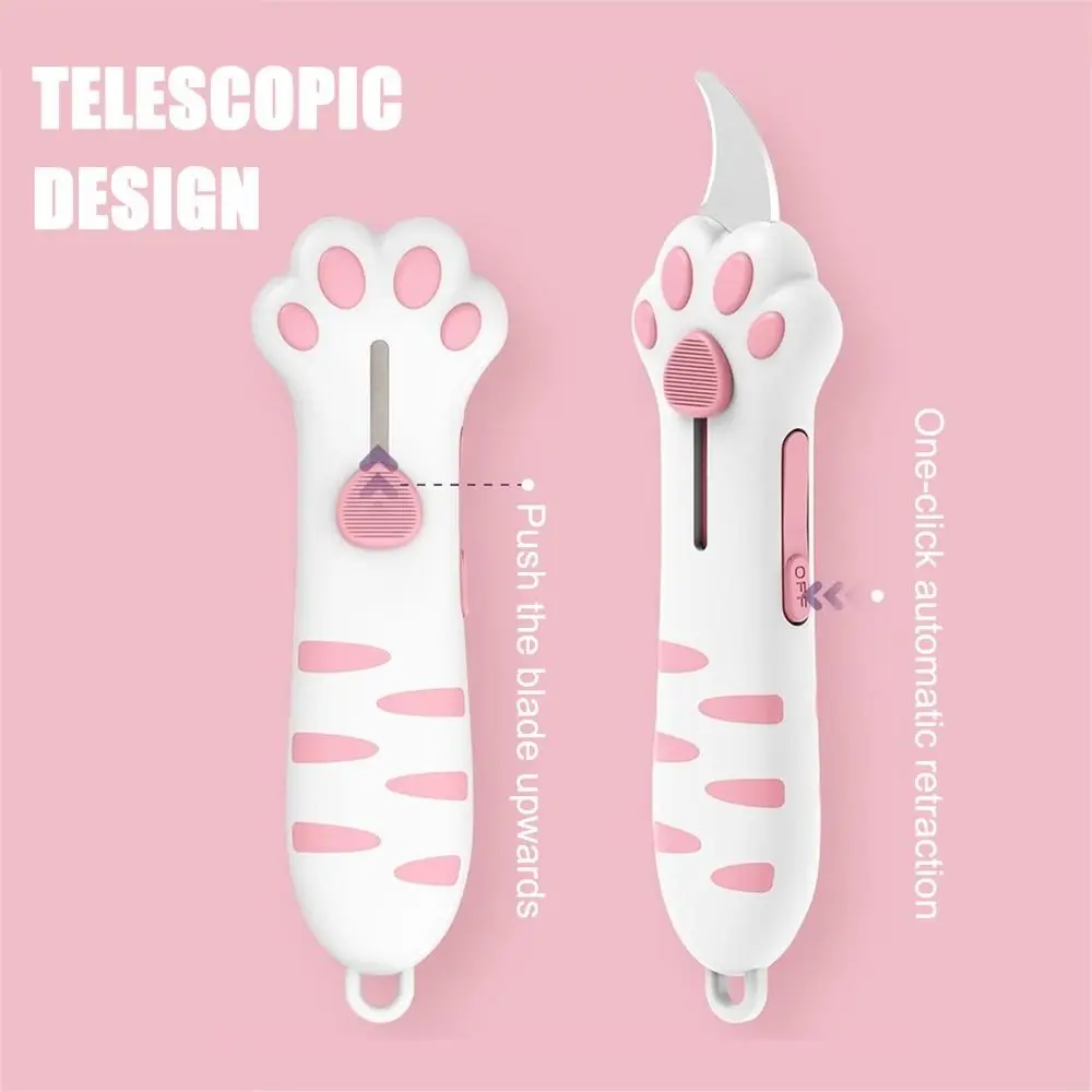 Creative Cat Paw Box Cutter Retractable Cat Claw Knife Cute Cat Box Paper Cutter for Easy Paper and Box Cutting Gift Open Paper