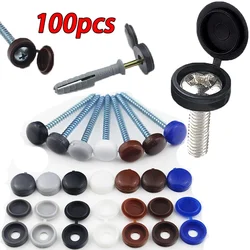 100Pcs Nails Screw Caps Plastic Protective Covers 7 Colors Phillips Screw Decorative Cover Cross Screw Folding Cap 5/10/30/50Pcs