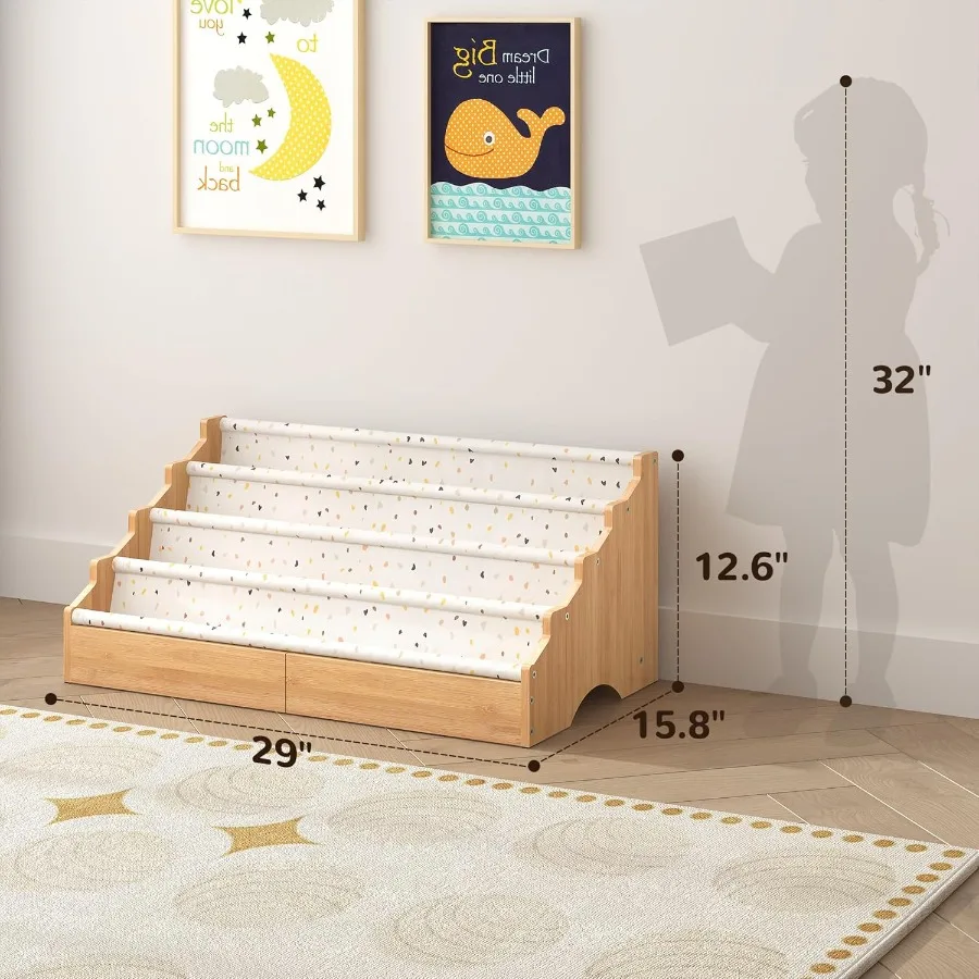 Toddler Bookshelf for Rooms Nursery Book Shelves with Open Forward Display Montessori Book Shelf for Baby Room Small Classroom