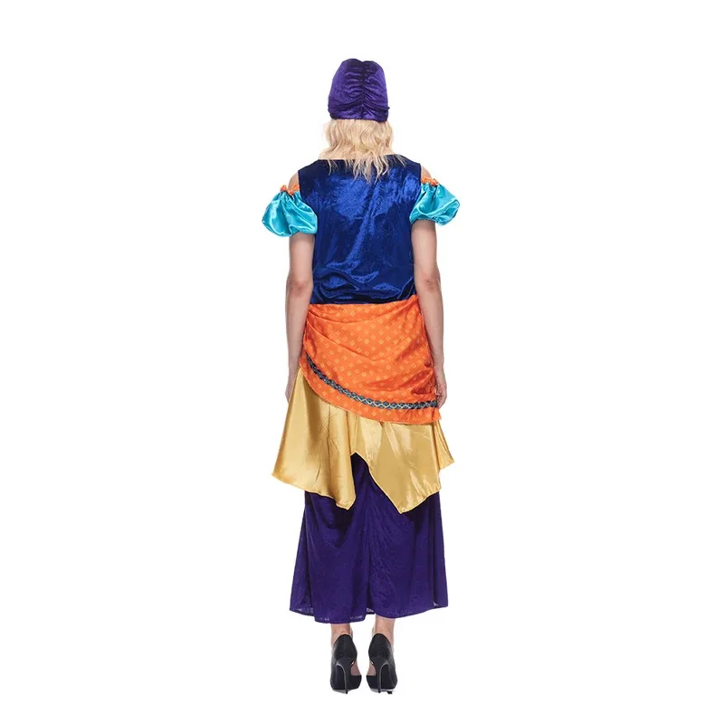 

CyEraSpooky Women's Star Tarot Fortune Teller Costume Mystical Adult Halloween Gypsy Dress with Hat