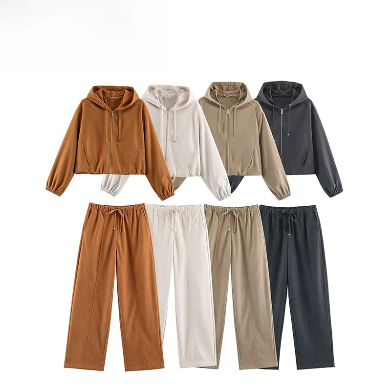 Fashionable Pilot Jacket Outerwear And Wide Leg Pants Set for Women Autumn New Style Versatile And Stylish Two-Piece Suit