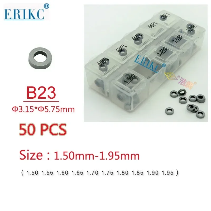 ERIKC B23 Washer Size: 1.50-1.95mm Adjusting Shims B23 Common Rail Injector Adjustment Shim Gaskets (Quantity 50Pcs/Lot)