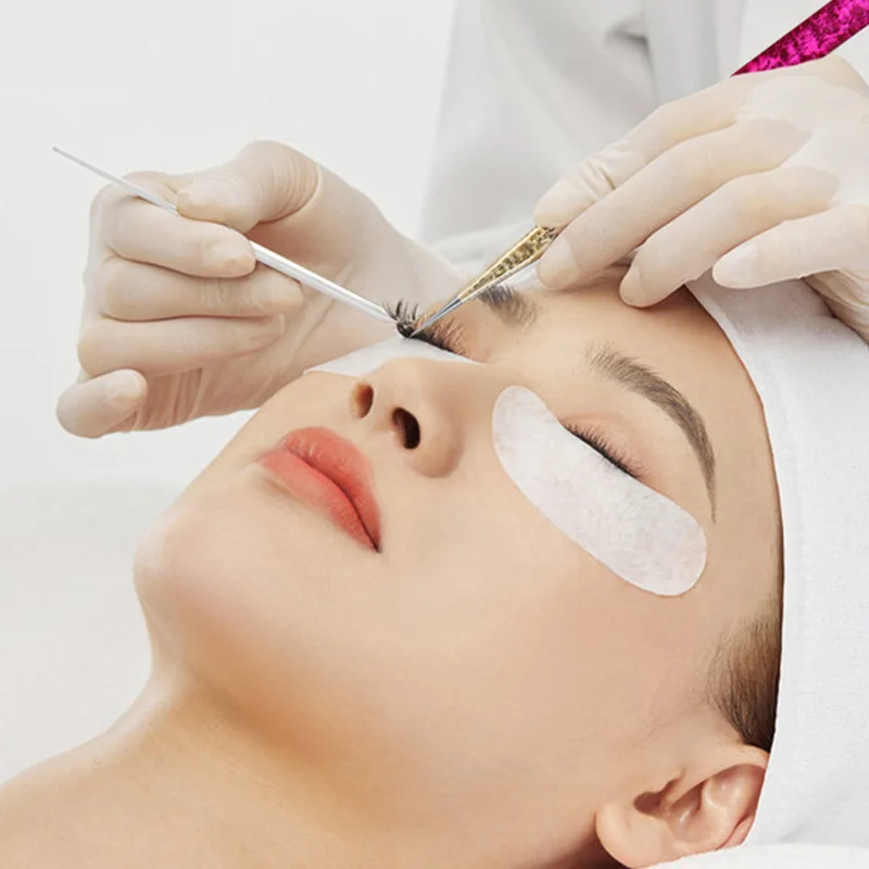 Set di pinzette per ciglia con fiori di ghiaccio da mille gradi Set di clip per piume dorate in acciaio inossidabile nano innesto universale viola blu