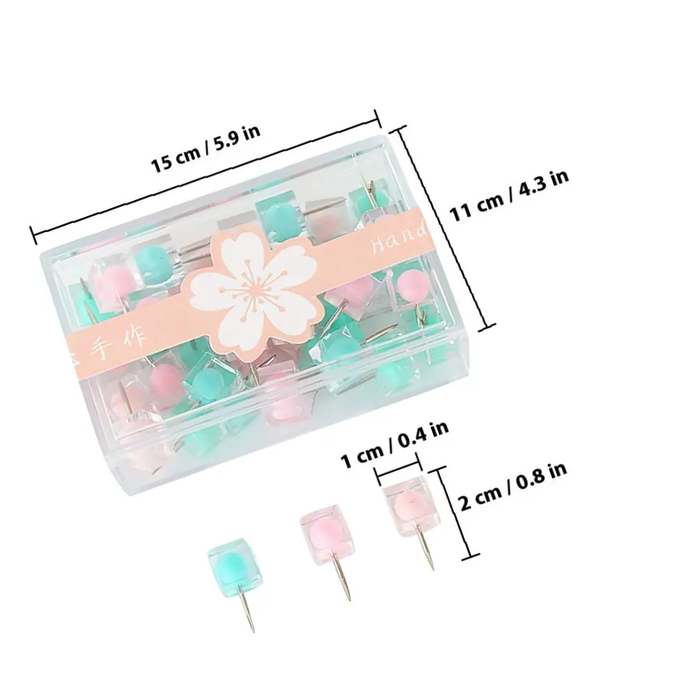 40Pcs Candy Color Thumbtacks Premium Sharp Push Pins Large Head Reusable Wall Photos Map Tacks Decorative Office Supply