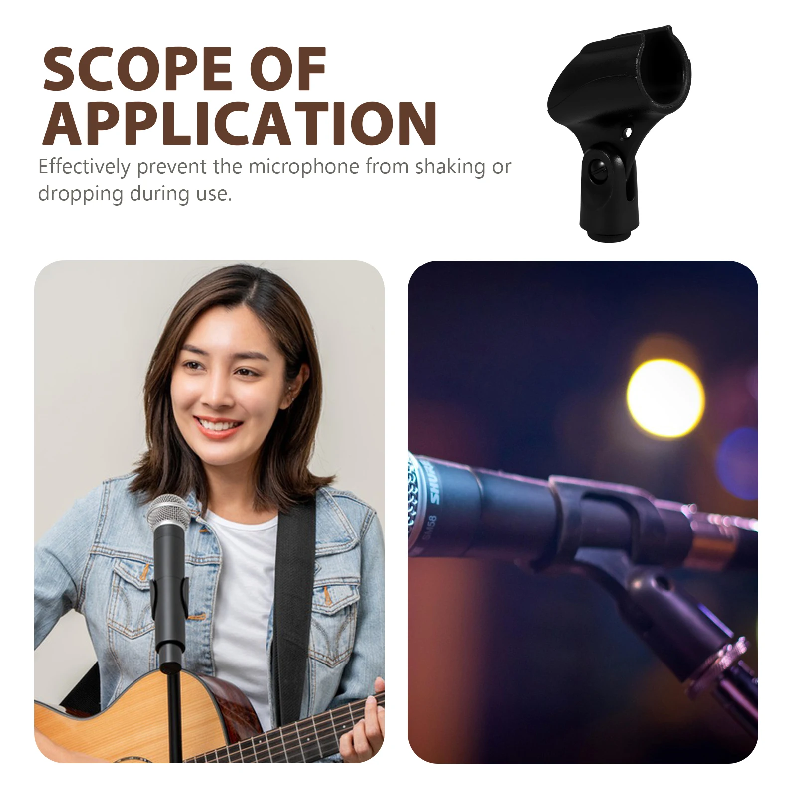 

Microphone Clip Bracket Mount Holder Universal Black Clamp Lightweight Portable